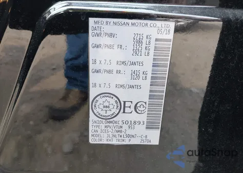 2019 Infiniti Qx60 Luxe/Pure z USA, uszkodzony, nr VIN 5N1DL0MM0KC501893